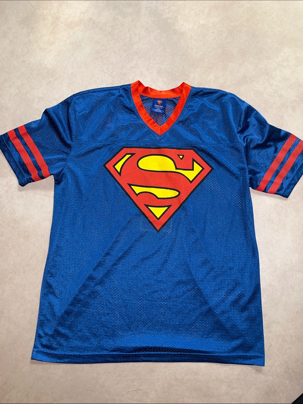 DC Comics Superman Mesh Jersey Blue & Red With Yellow Accents